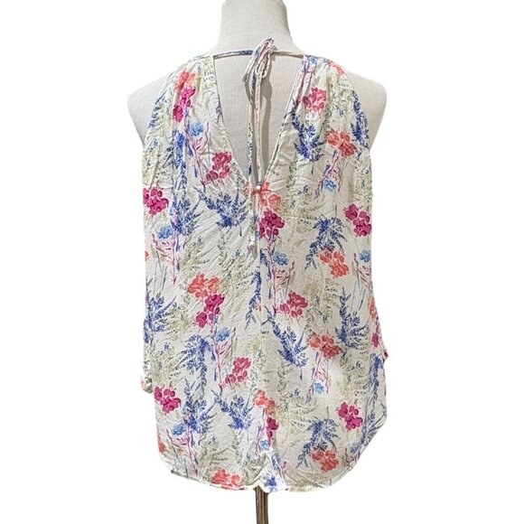Lush Floral Halter Top, Keyhole Opening in Front, Tie Back Closure Size Small - Picture 5 of 12